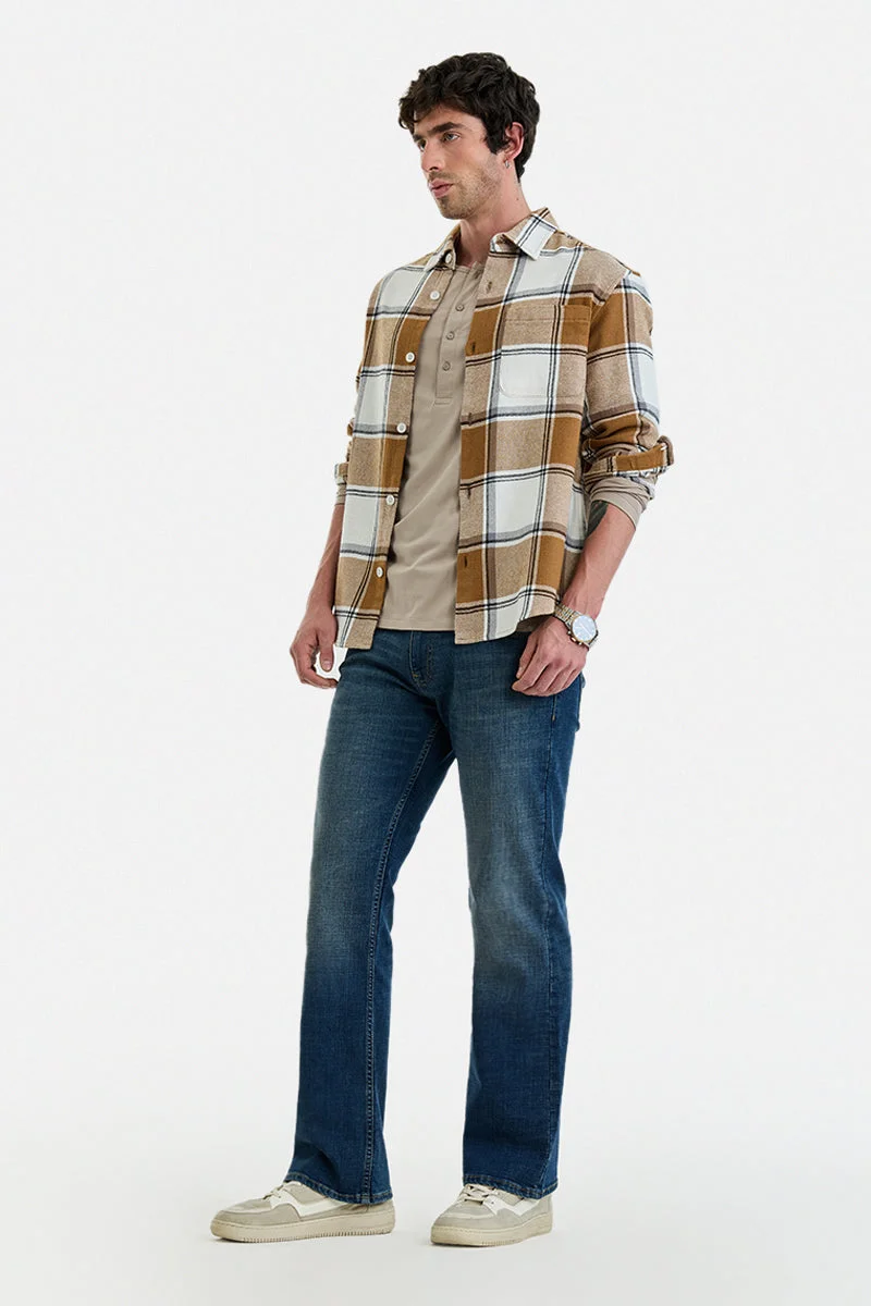 SNITCH Blue Bootcut Stretch Washed Jeans for Men | Best Price UAE